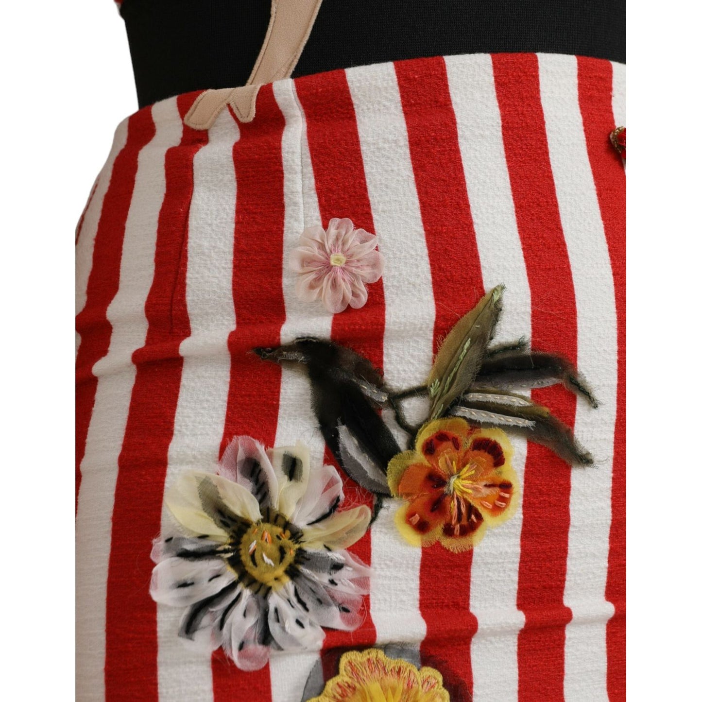 Dolce & Gabbana Red White Floral Sleeveless Sheath Midi Dress Dolce & Gabbana