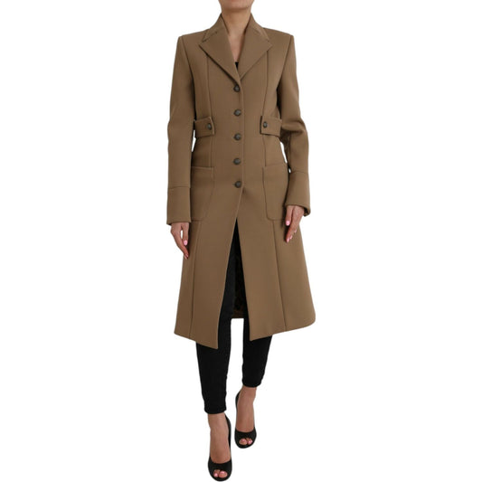 Dolce & Gabbana Brown Button Down Long Trench Coat Jacket Dolce & Gabbana