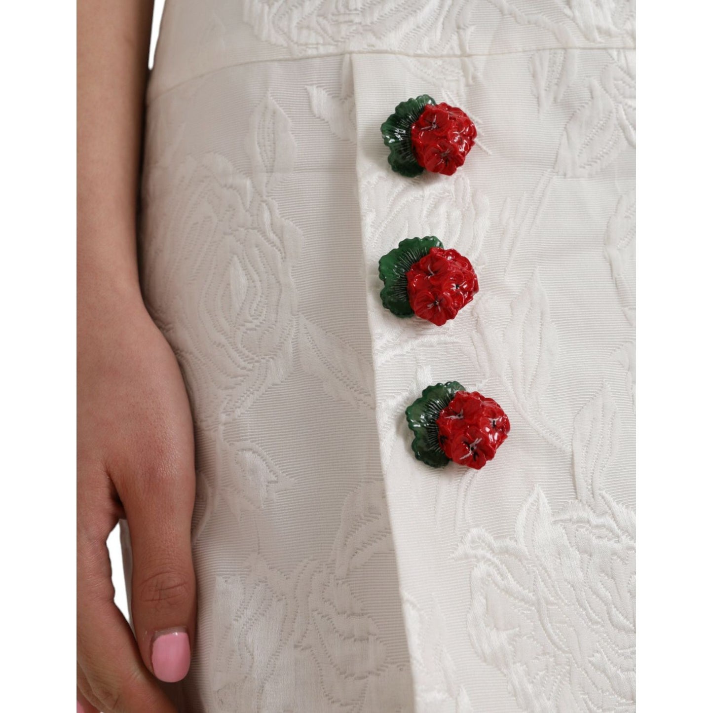 Dolce & Gabbana White Floral Brocade Embellished Mini Skirt Dolce & Gabbana