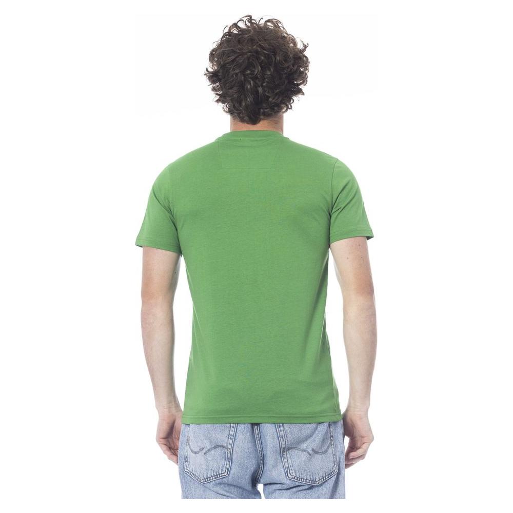 Cavalli Class Green Cotton Men T-Shirt Cavalli Class