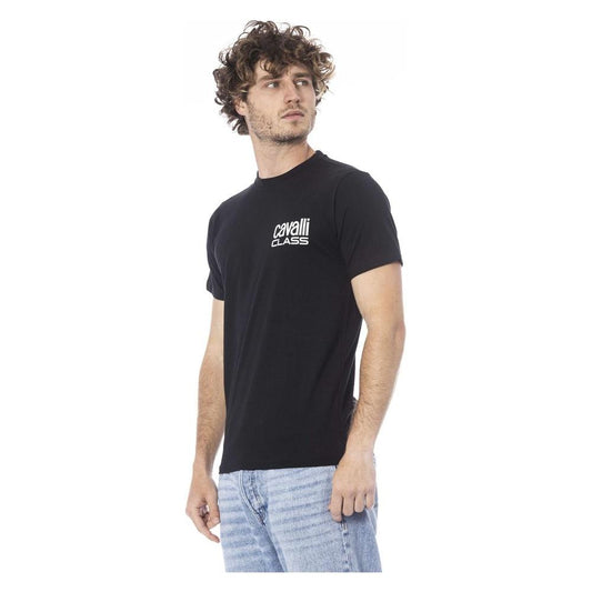 Cavalli Class Black Cotton Men T-Shirt Cavalli Class