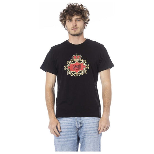 Cavalli Class Black Cotton Men T-Shirt Cavalli Class