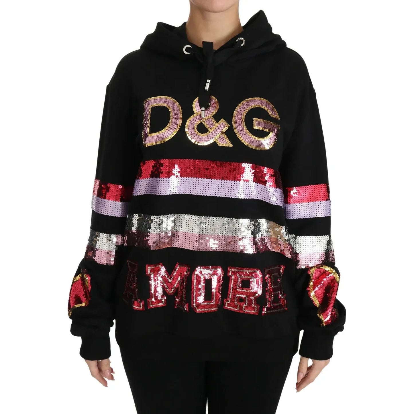 Dolce & Gabbana DG Sequined Hooded Pullover Sweater Dolce & Gabbana