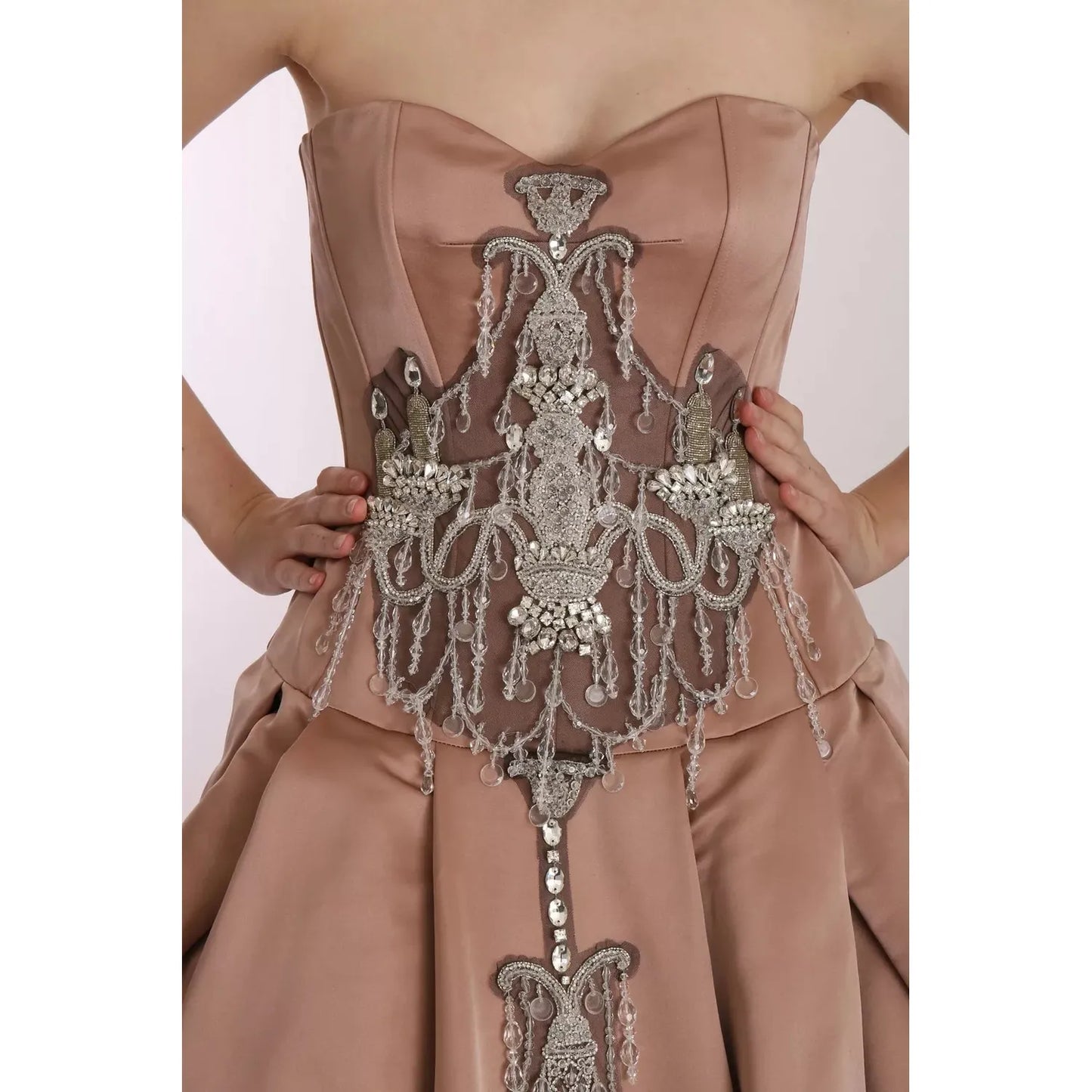 Dolce & Gabbana Crystal Pink Silk Chandelier Ball Gown Dress Dolce & Gabbana