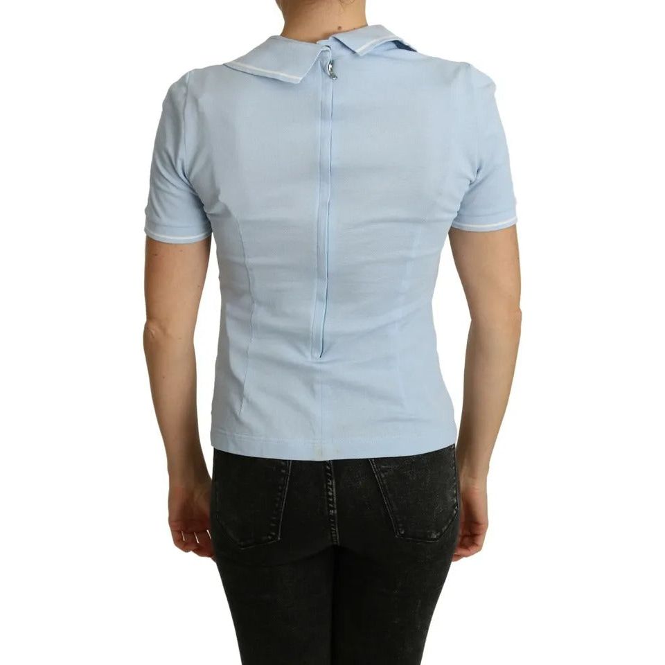 Dolce & Gabbana Blue Butterfly Polo T-shirt Cotton Top Dolce & Gabbana