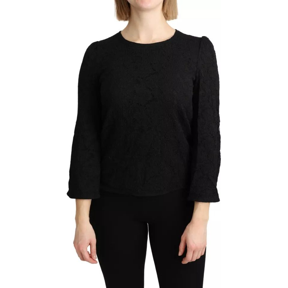 Dolce & Gabbana Black Lace Long Sleeves Blouse STAFF Top Dolce & Gabbana