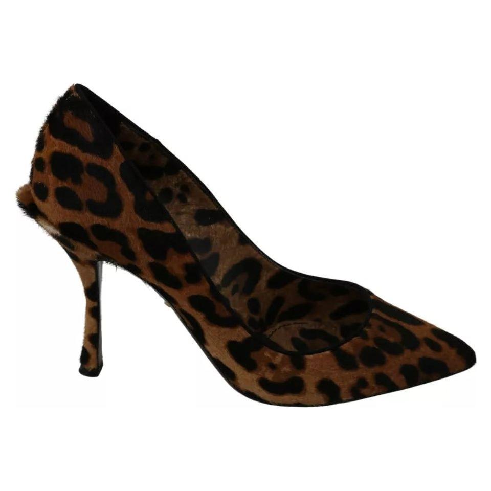 Dolce & Gabbana Brown Leopard Pony Hair Heels Pumps Shoes Dolce & Gabbana