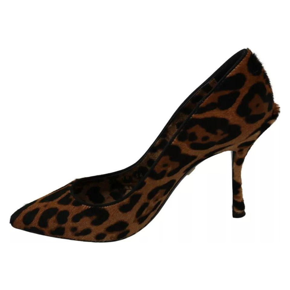 Dolce & Gabbana Brown Leopard Pony Hair Heels Pumps Shoes Dolce & Gabbana