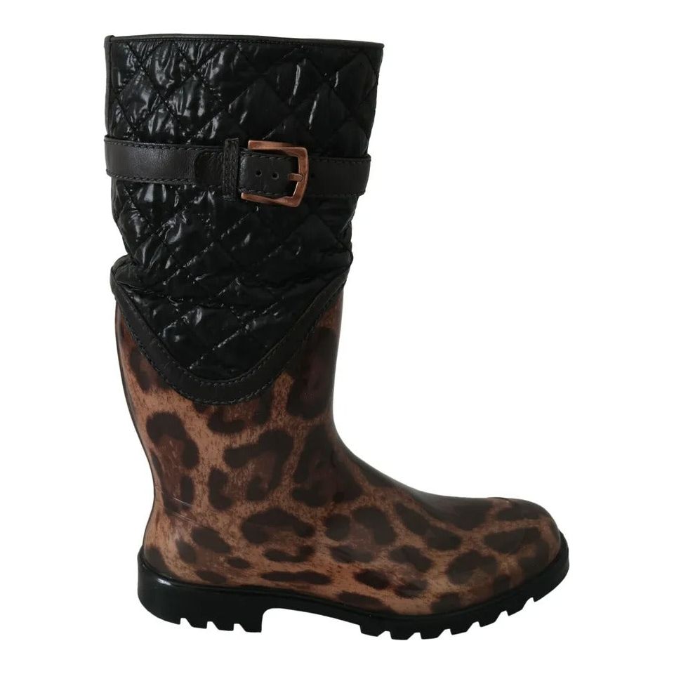 Dolce & Gabbana Black Brown Leopard Booties Boots Shoes Dolce & Gabbana