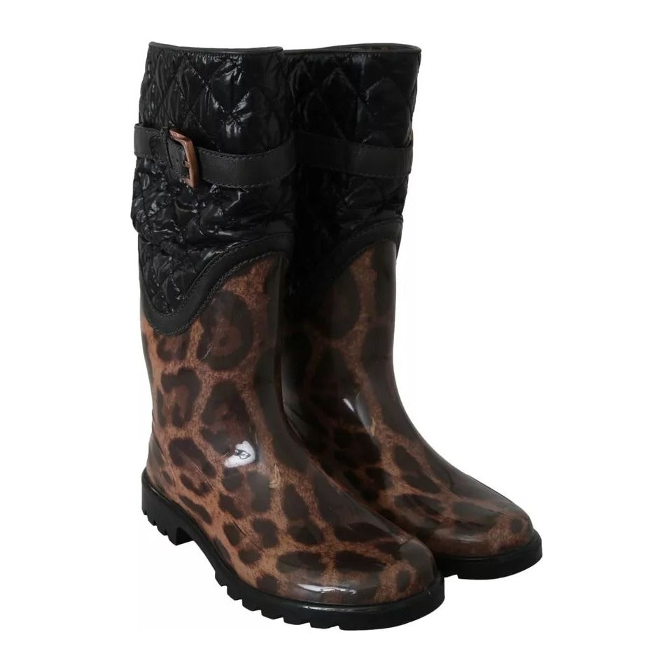 Dolce & Gabbana Black Brown Leopard Booties Boots Shoes Dolce & Gabbana