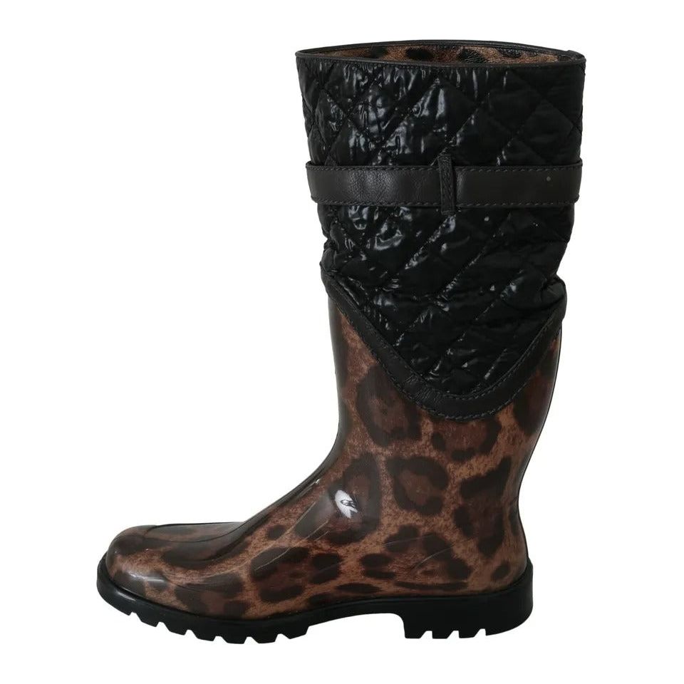 Dolce & Gabbana Black Brown Leopard Booties Boots Shoes Dolce & Gabbana