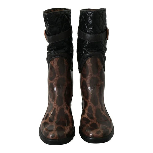 Dolce & Gabbana Black Brown Leopard Booties Boots Shoes Dolce & Gabbana