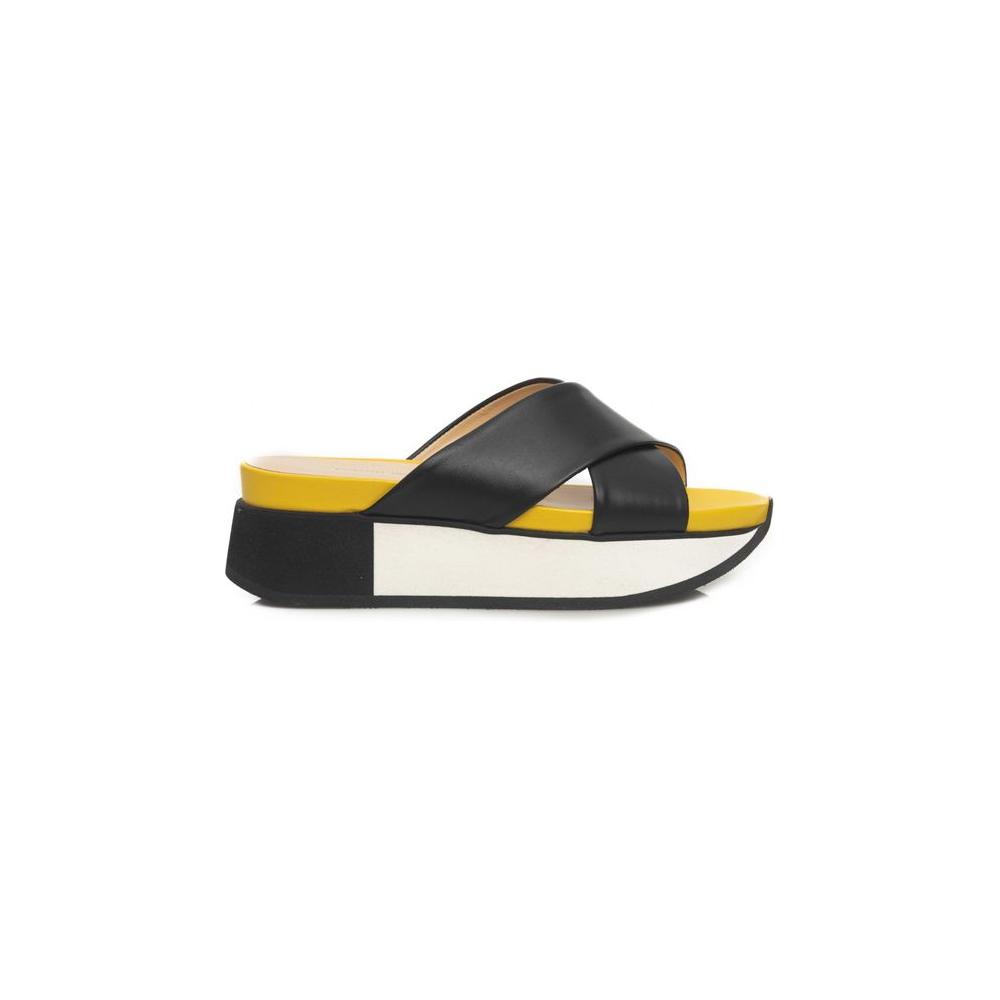 Cerruti 1881 Black Calfskin Women Sandal