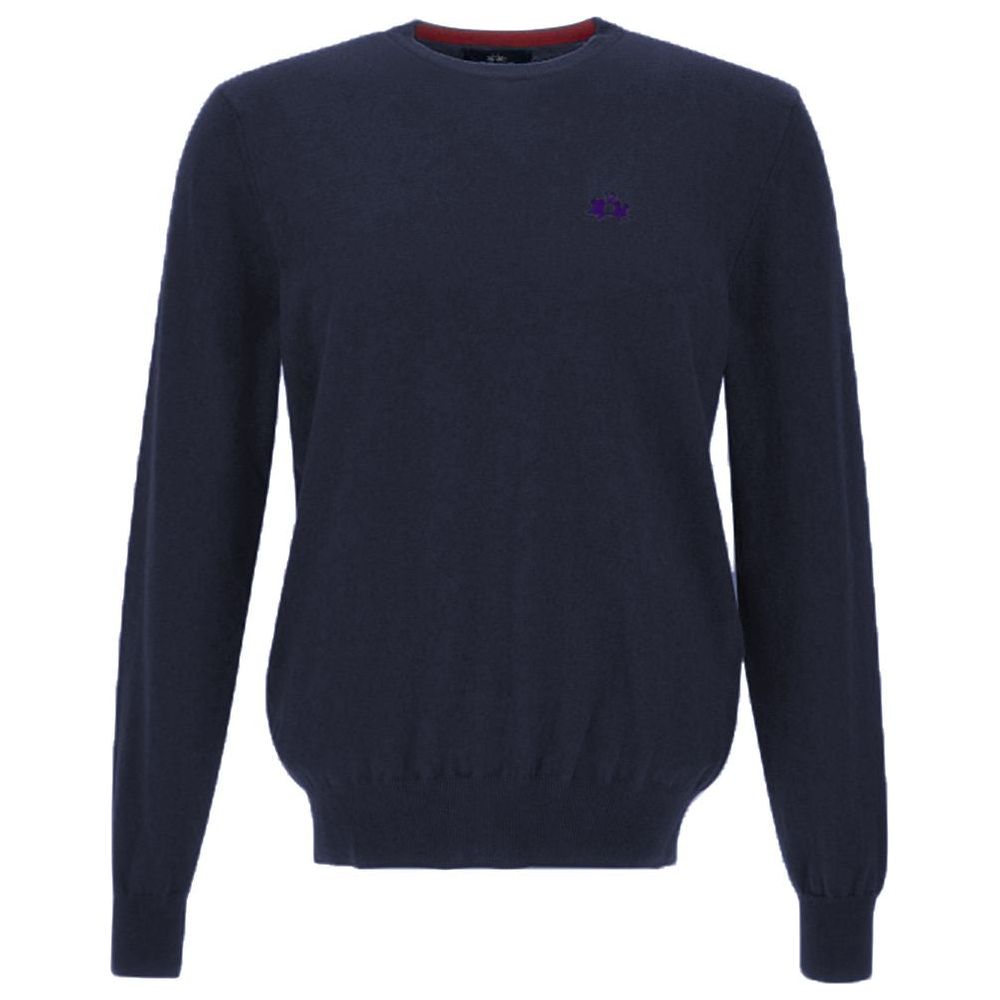 La Martina Blue Cotton Sweater La Martina