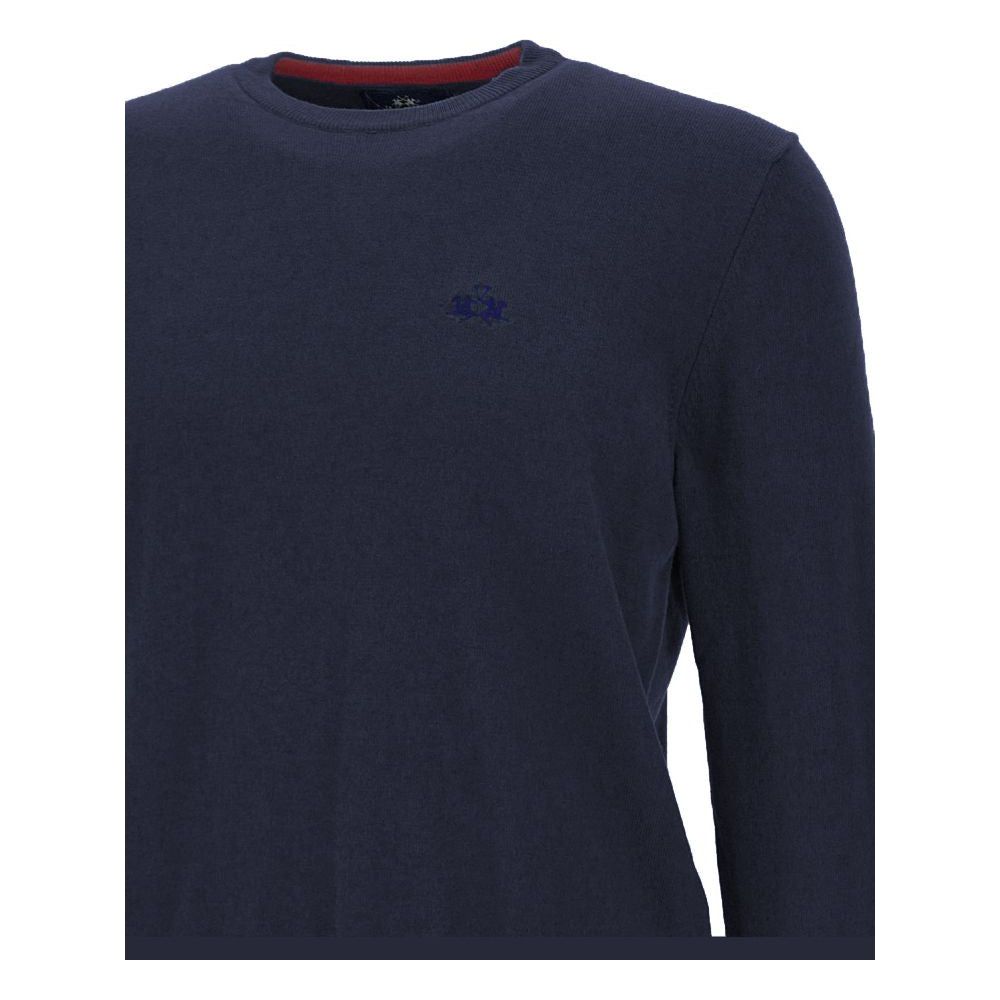 La Martina Blue Cotton Sweater La Martina