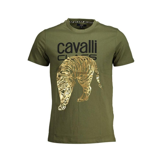 Cavalli Class Green Cotton T-Shirt Cavalli Class