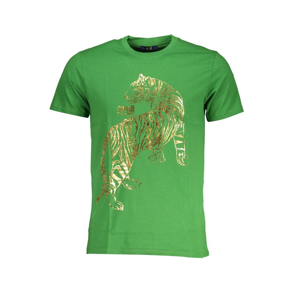 Cavalli Class Green Cotton T-Shirt Cavalli Class