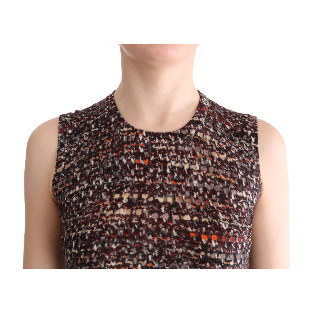 Dolce & Gabbana Sleeveless Multicolor Knit Wool Top Dolce & Gabbana