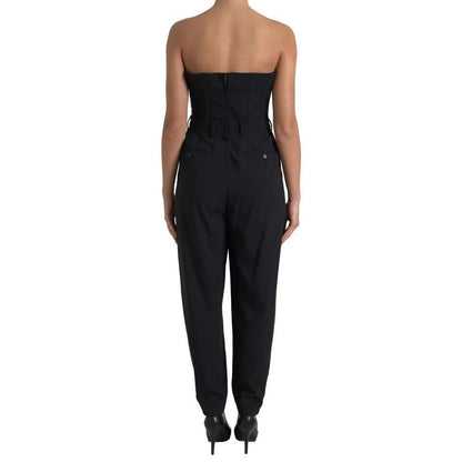 Dolce & Gabbana Black Wool Stretch Strapless Jumpsuit Dress