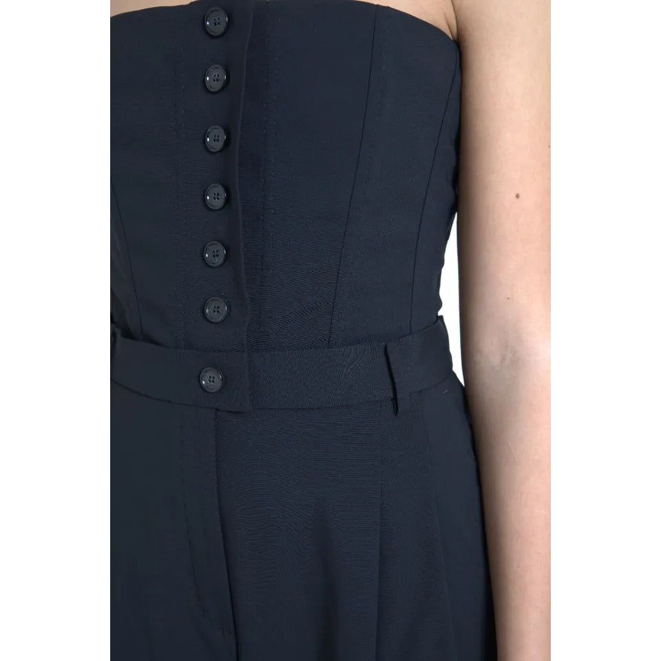 Dolce & Gabbana Black Wool Stretch Strapless Jumpsuit Dress Dolce & Gabbana