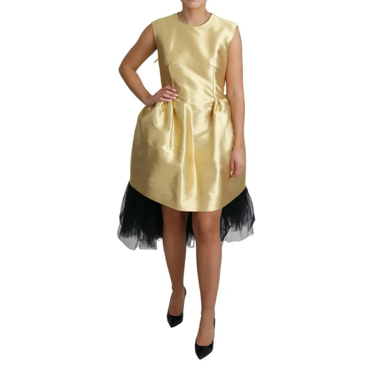 Dolce & Gabbana Polyester Gold Sleeveless A-line Tulle Dress