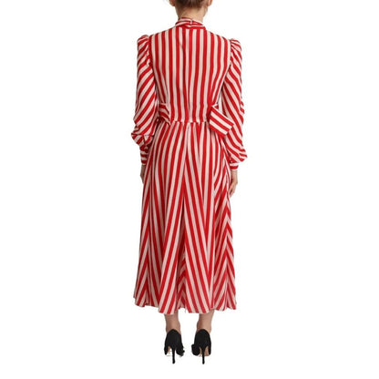Dolce & Gabbana White Red Silk A-Line Shift Gown Maxi Dress