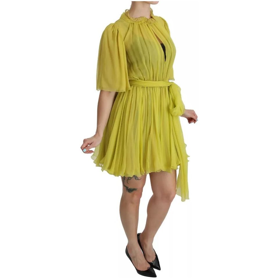 Dolce & Gabbana Yellow Shift A-line Silk Gown Dress Dolce & Gabbana