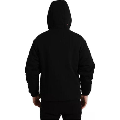 Dolce & Gabbana Black Cotton Hooded Logo Bomber Jacket