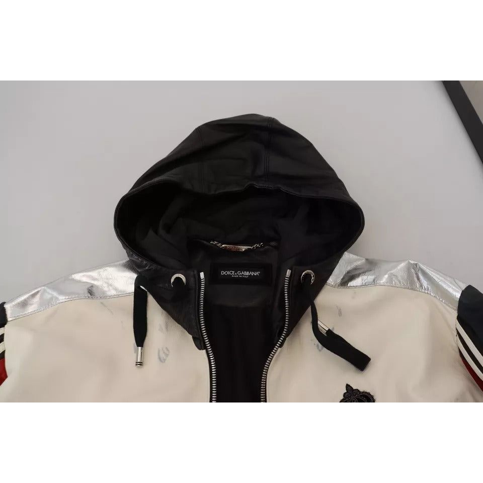 Dolce & Gabbana Black Leather Hooded Blouson Coat Jacket Dolce & Gabbana