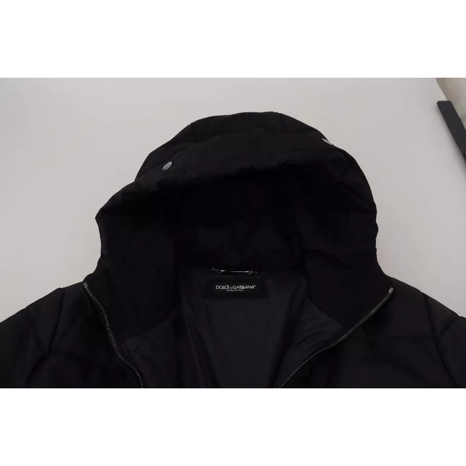 Dolce & Gabbana Black Nylon Hooded Parka Coat Winter Jacket Dolce & Gabbana