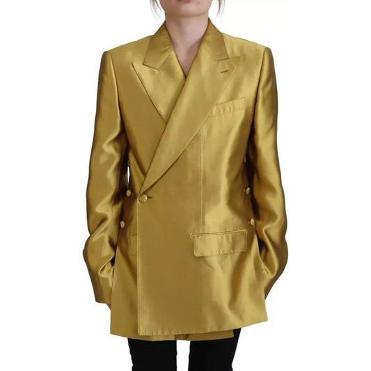 Gold Satin Long Sleeves Blazer Coat Jacket