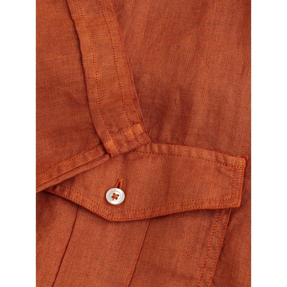 Gran Sasso Elegant Linen Brown Shirt for Men Gran Sasso