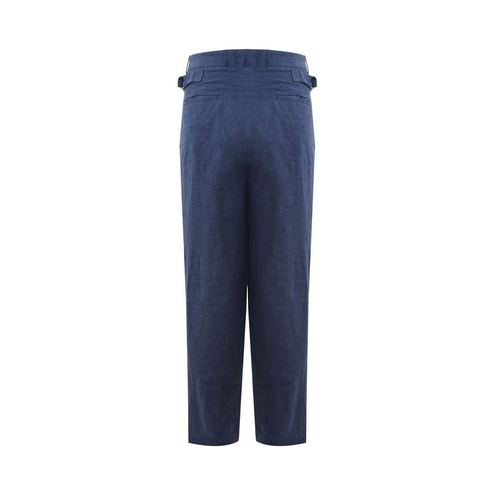 Emporio Armani Elegant Linen Blue Trousers for Men Emporio Armani