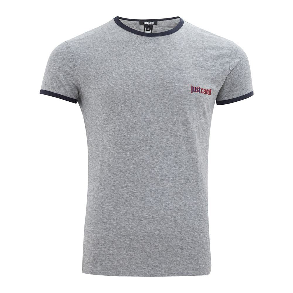 Just Cavalli Elegant Gray Cotton Tee for Men Just Cavalli