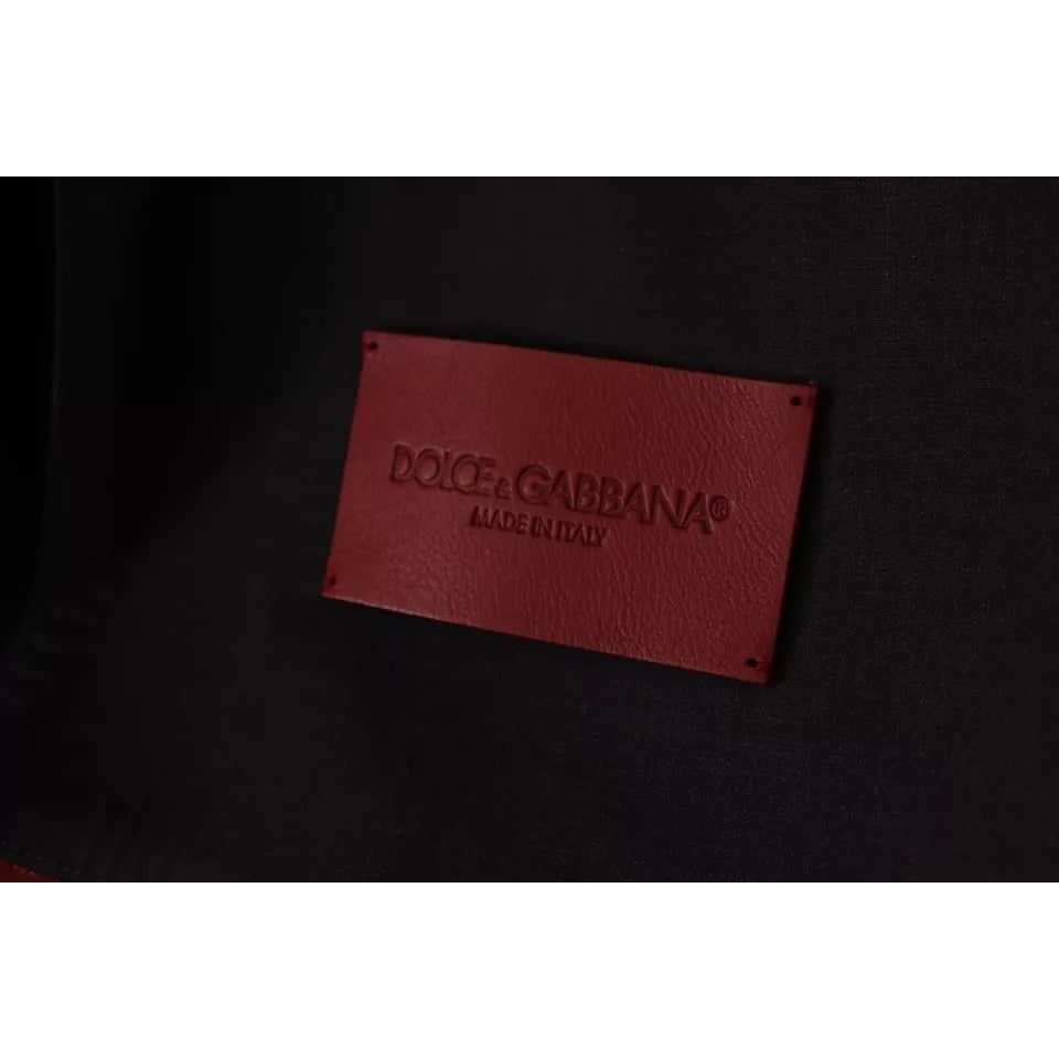 Dolce & Gabbana Red Double Breasted Leather Coat Jacket Dolce & Gabbana