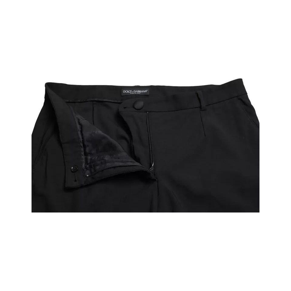 Black Wool High Waist Tapered Trouser Pants