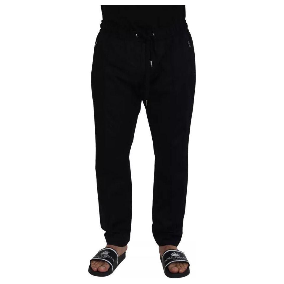 Black Jogging Trouser Cotton Stretch Pants