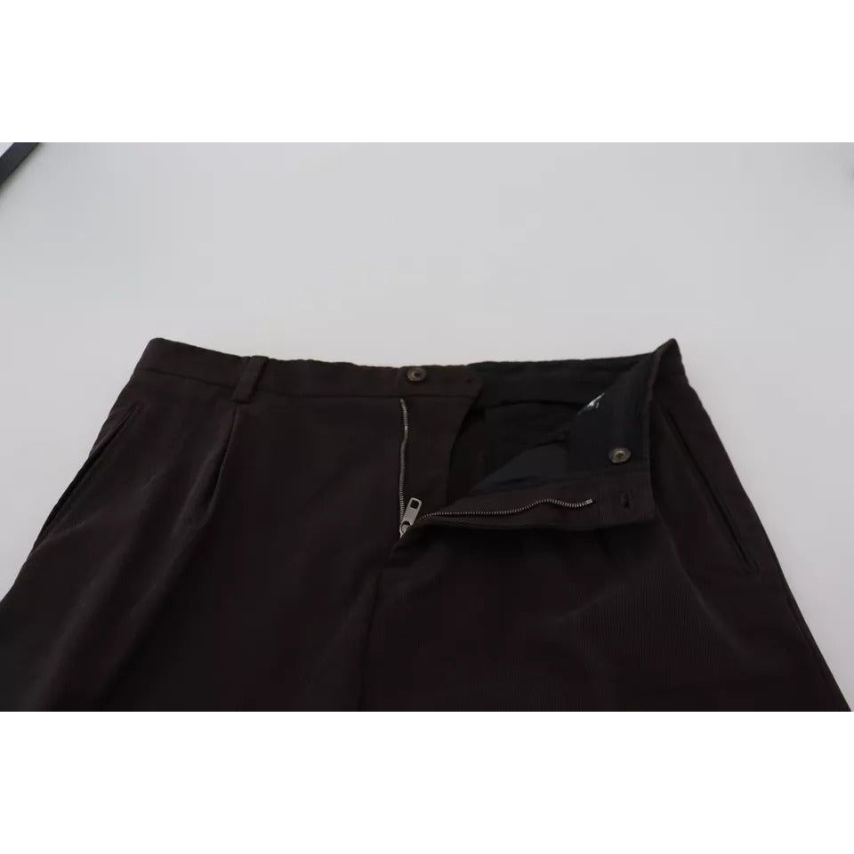 Brown Skinny Men Cotton Stretch Pants