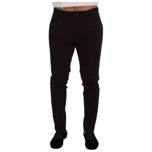 Dolce & Gabbana Brown Skinny Men Cotton Stretch Pants Dolce & Gabbana