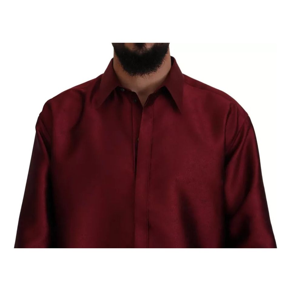 Bordeaux Cotton Long Sleeve Men Formal Shirt