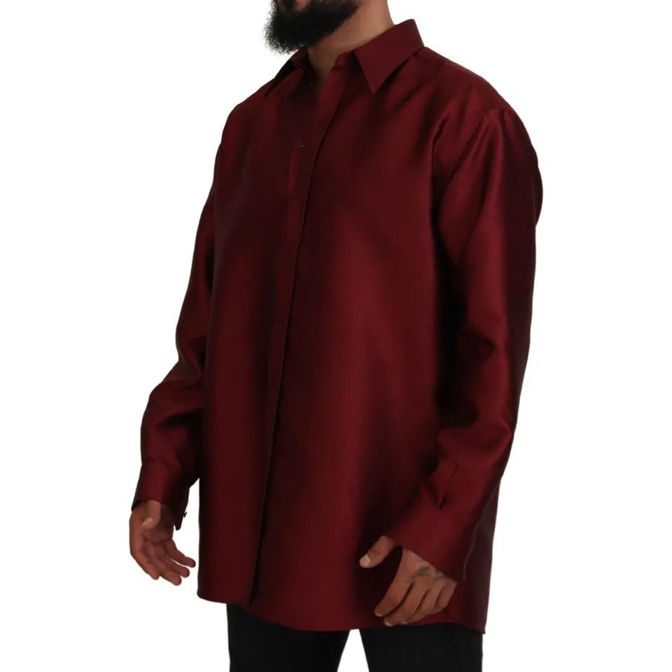 Bordeaux Cotton Long Sleeve Men Formal Shirt