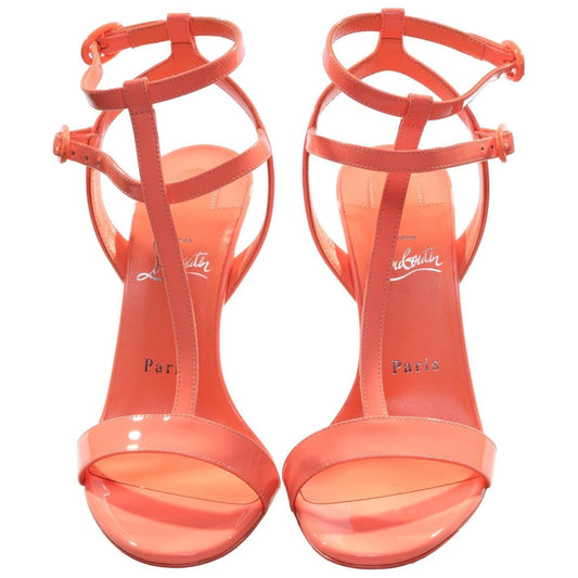 Christian Louboutin Mara 100 Drag Orange Patent Leather Strappy High Heels Christian Louboutin