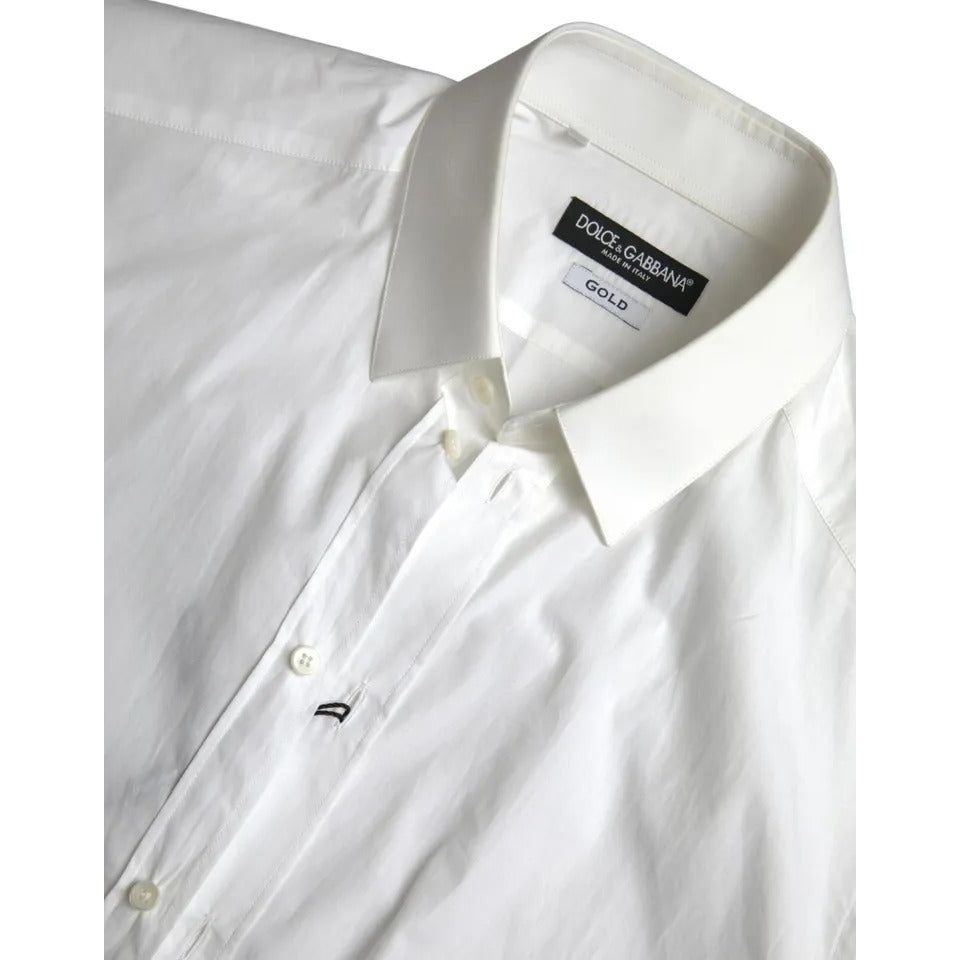 Dolce & Gabbana White Formal Cotton Tuxedo Dress GOLD Shirt Dolce & Gabbana