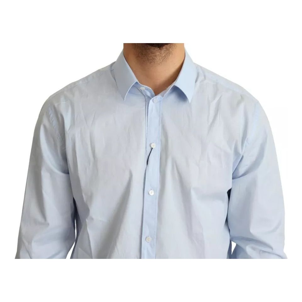 Dolce & Gabbana Light Blue Cotton Stretch Formal MARTINI Shirt Dolce & Gabbana