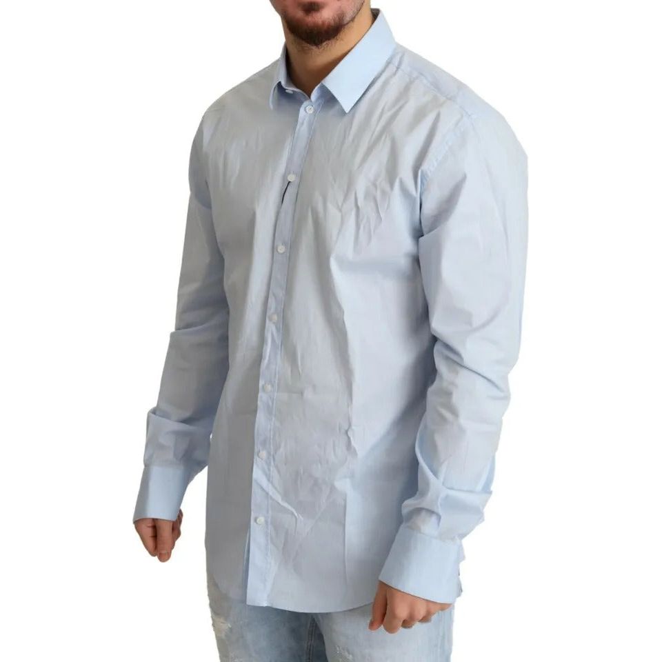 Dolce & Gabbana Light Blue Cotton Stretch Formal MARTINI Shirt Dolce & Gabbana