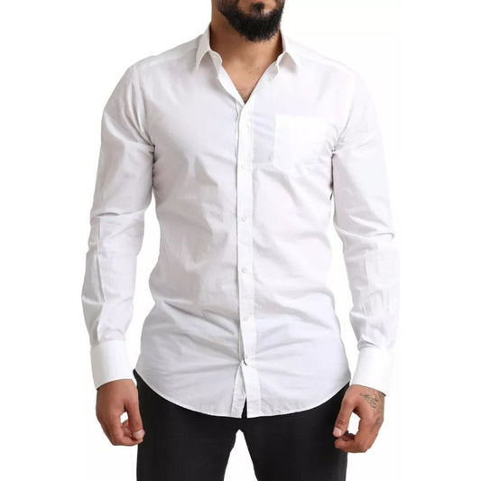 Dolce & Gabbana White GOLD Formal Cotton Tuxedo Dress Shirt Dolce & Gabbana