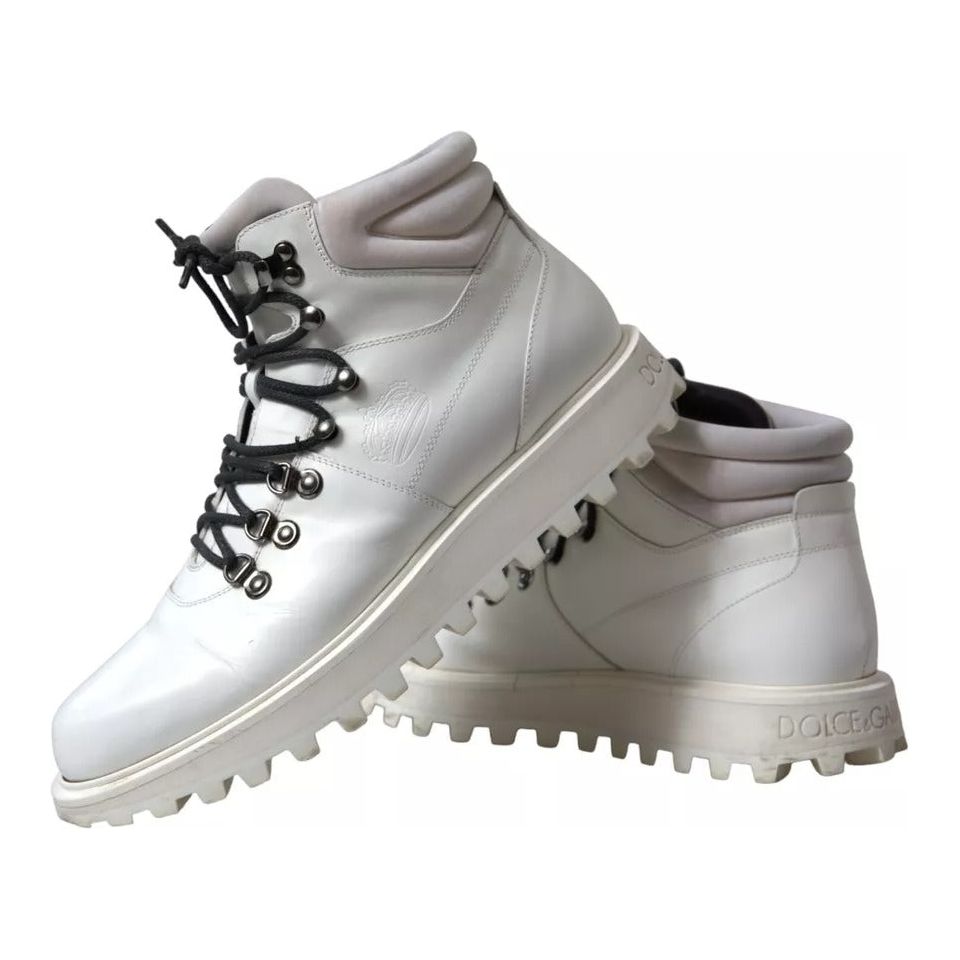 Dolce & Gabbana White Vulcano Trekking Ankle Boots Men Shoes Dolce & Gabbana