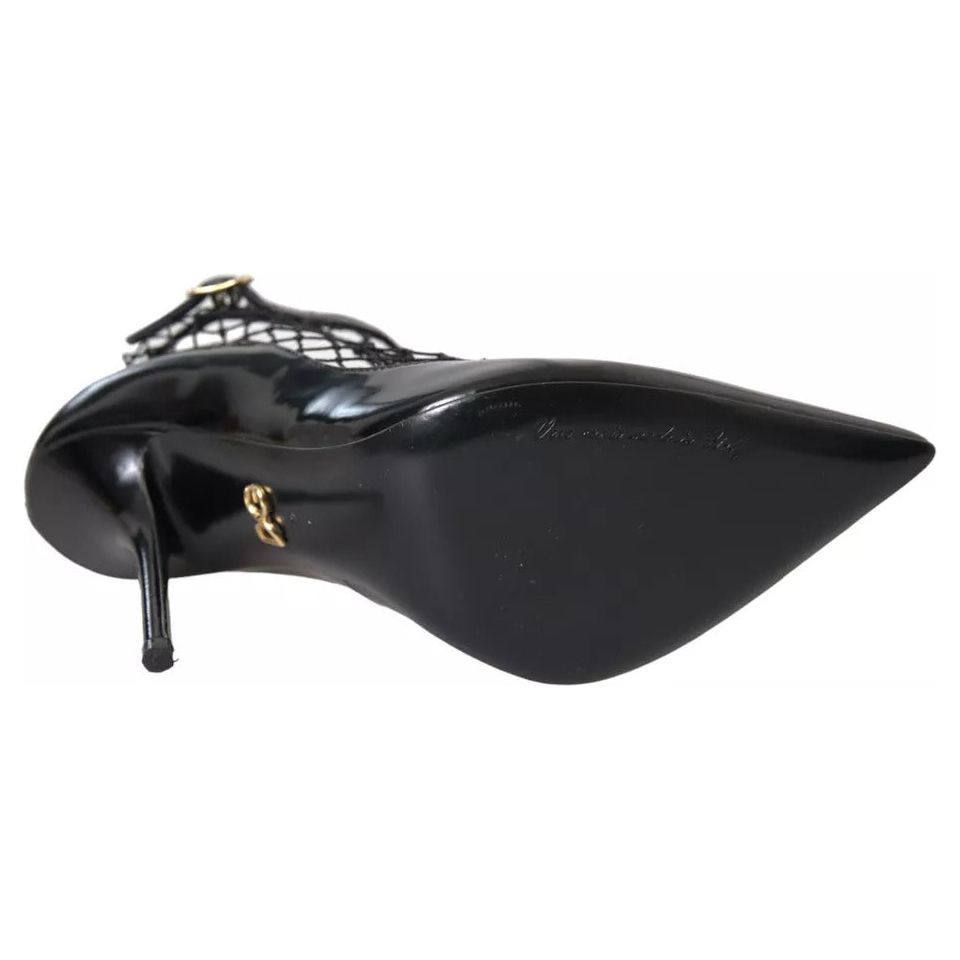 Dolce & Gabbana Black Mesh Patent Leather Heels Pumps Shoes Dolce & Gabbana