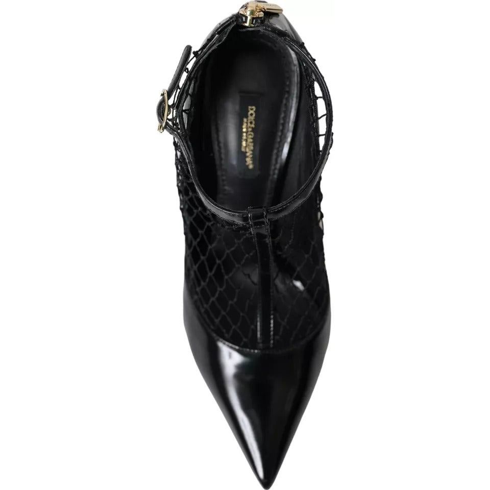 Dolce & Gabbana Black Mesh Patent Leather Heels Pumps Shoes Dolce & Gabbana