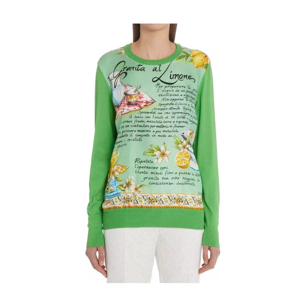 Dolce & Gabbana Green Silk Sweater Dolce & Gabbana